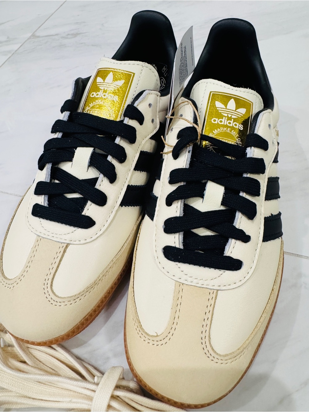 adidas Cream and Black Samba OG Women’s Sneakers - Picture 1 of 5